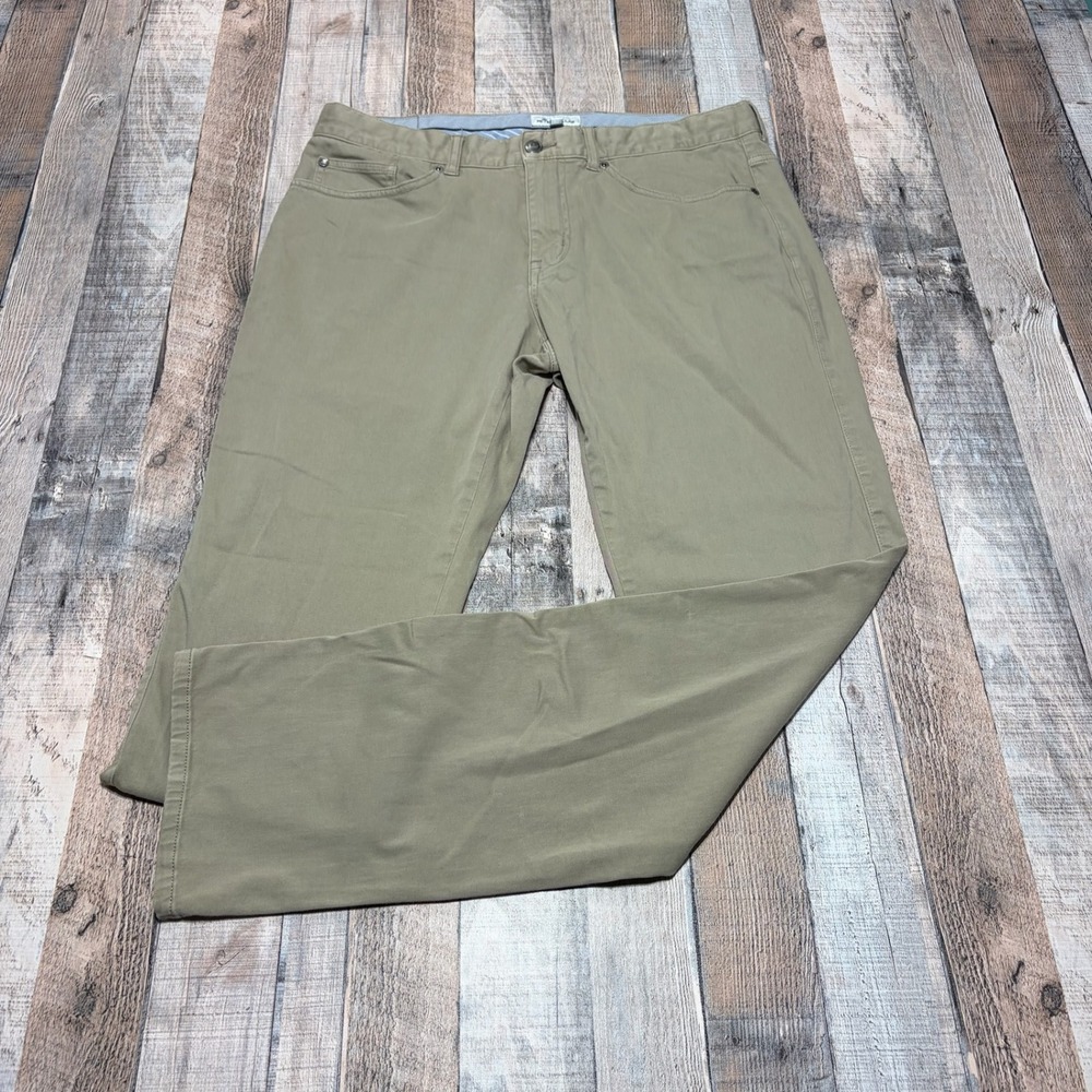 Peter Millar EB66 Pants Men 34 Khaki Tan Performance Cotton Modal Stretch Golf
